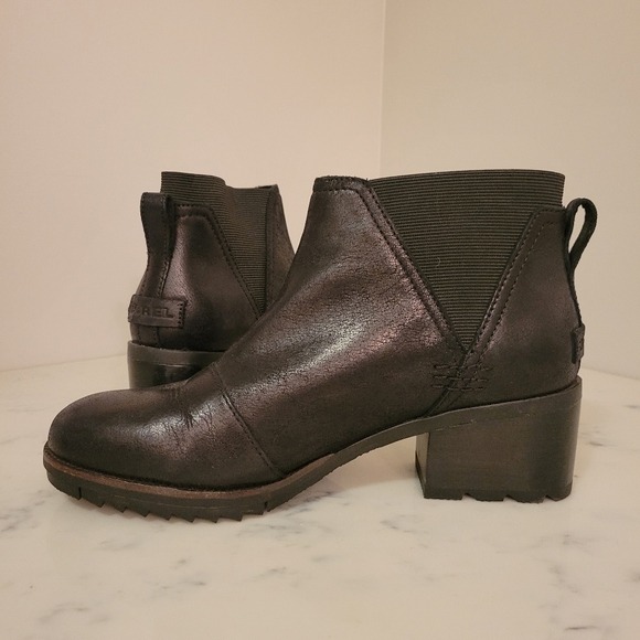 Sorel Black Waterproof Leather Booties, 8.5 - Picture 3 of 6